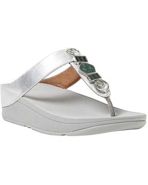 Fitflop Jewelstone Leather Sandal - White