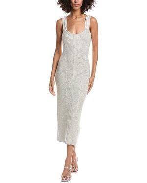 AMUR Indiyah Metallic Knit Midi Dress - White