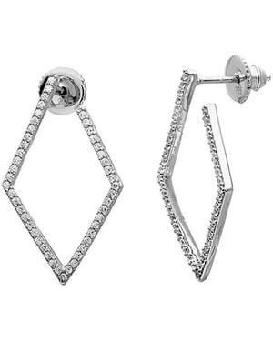 Adornia Crystal Wrap Around Geometric Hoops - Metallic