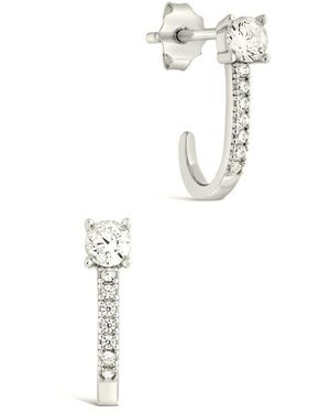 Sterling Forever Cz Suspender Stud Earrings - White