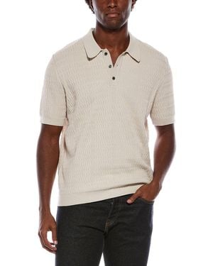Slate & Stone Wave Knit Polo Jumper - Natural
