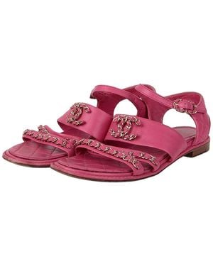 CHANEL Lambskin Chain Sandal (Authentic Pre-Loved) - Pink