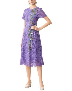 BURRYCO Short Sleeve Midi Dress - Purple