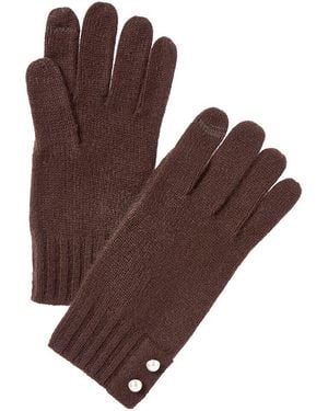 Phenix Pearl Button Cuff Cashmere Gloves - Brown