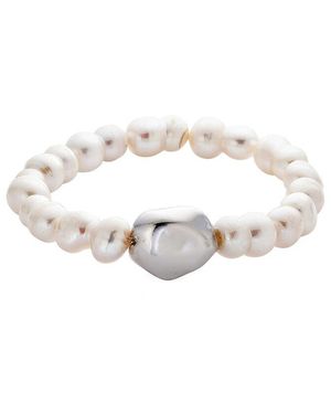 Belpearl Silver 8-9mm Pearl Stretch Bracelet - White