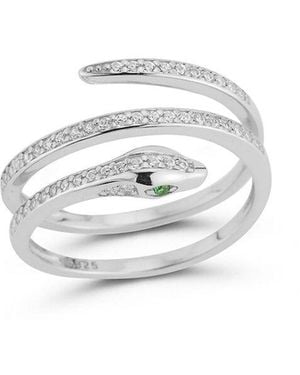 Glaze Jewelry Silver Cz Twist Snake Ring - White