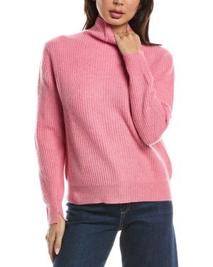 Forte Fashioned Rib Funnel Neck 100% Cashmere Jumper - Pink