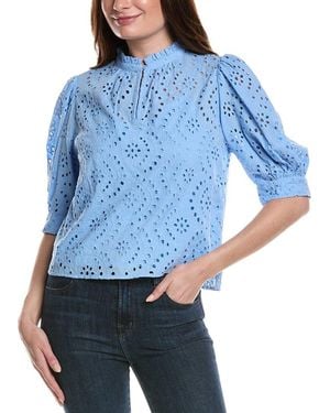 tyler boe Ellen Eyelet Top - Blue