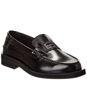 Karl Lagerfeld Front Logo Leather Loafer - Black