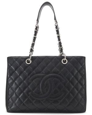 CHANEL Caviar Leather Grand Shopping Tote (Gst) (Authentic Pre-Loved) - Black
