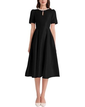 Kaimilan Solid Short Sleeve Midi Dress - Black