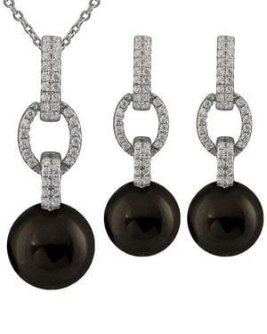 Splendid 10Mm Pearl Cz Set - Black