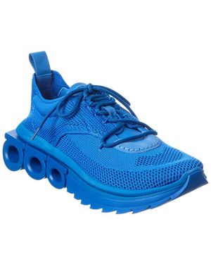 Ferragamo Nima Leather-Trim Trainer - Blue