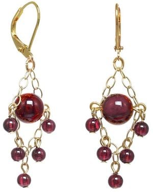 Rachel Reinhardt Jewelry 14K Over Garnet Chandelier Earrings - White