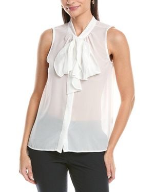 Tahari Ruffle Scarf Neck Top - White