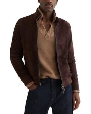 Reiss Brent Suede Jacket - Brown