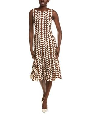 Oscar de la Renta Geo Stretch Wool-Blend Dress - White