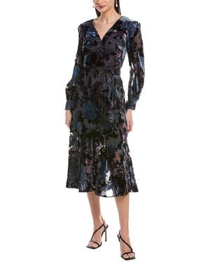 Marchesa Marchesa Rosa Velvet Burnout Midi Dress - Black