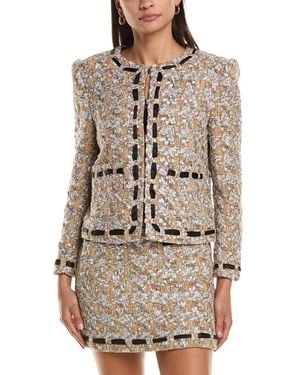 MILLY Roman Tweed Ribbon Jacket - Grey