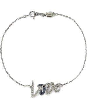 Suzy Levian Silver 0.02 Ct. Tw. Diamond & Sapphire Love Bracelet - Metallic