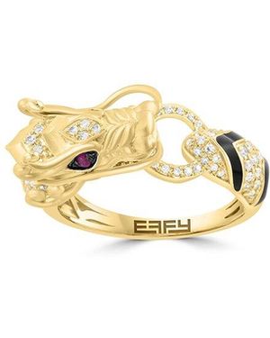 Effy Fine Jewelry 14K 0.26 Ct. Tw. Diamond & Ruby Ring - Metallic