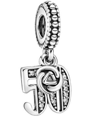PANDORA Moments Cz 50Th Celebration Dangle Charm - White