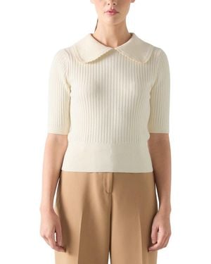 LK Bennett Ophelia Knitted Top - Natural
