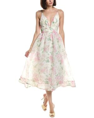 Astr Janna Linen-Blend Midi Dress - White