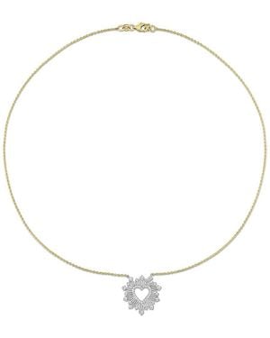 Diamond Select Cuts 14K Two-Tone 0.51 Ct. Tw. Diamond Halo Heart Necklace - Natural