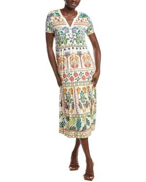 Johnny Was The Janie Favorite Tiered Henley Knit Midi Dress - Metallic