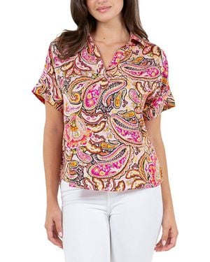 Fever Split Neck Top - Red