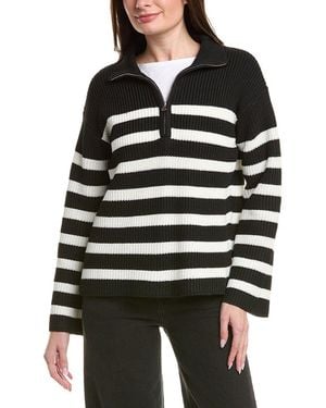 English Factory Wool-Blend 1/2-Zip Jumper - Black