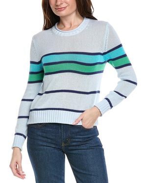 Hannah Rose Tessa Colourful Stripe Cashmere-Blend Jumper - Blue