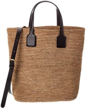 Dragon Diffusion Sacha Straw & Leather Tote - Brown