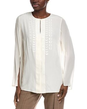 Akris Sequin Silk Top - White