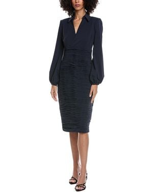 Badgley Mischka Ruched Midi Dress - Blue