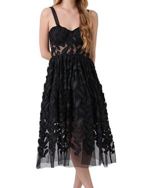 Linda Charm Embellished Midi Dress - Black