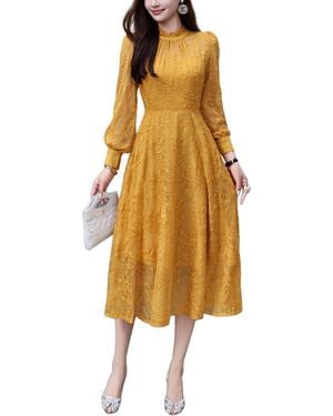 BURRYCO Solid Midi Dress - Yellow