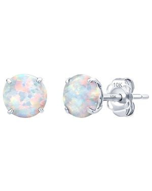 MaxColor 14K 0.40 Ct. Tw. Lab-Grown Opal Stud Earrings - White