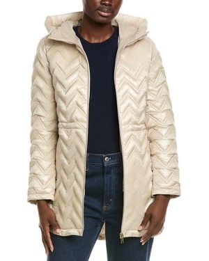 Via Spiga Chevron Quilted Coat - Natural
