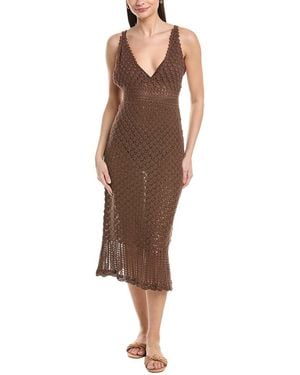 Helen Jon Claudia Crochet Midi Dress - Brown