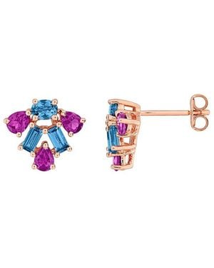 Rina Limor 2.50 Ct. Tw. Rhodolite, London Topaz Floral Drop Earrings - White