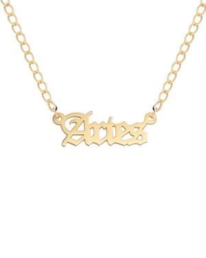 Gabi Rielle Next-level Layering 14k Over Silver Gothic Script Aries Necklace - Metallic
