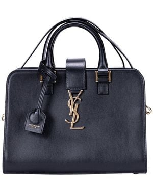 Saint Laurent Black Smooth Calfskin Leather Baby Cabas, Never Carried (authentic Pre-loved) - Blue