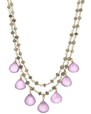 Rachel Reinhardt Jewelry 14k Over Silver Gemstone Drop Necklace - Metallic