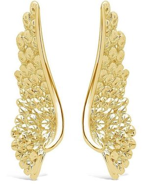 Sterling Forever 14k Plated Angel Wing Ear Crawlers - Metallic