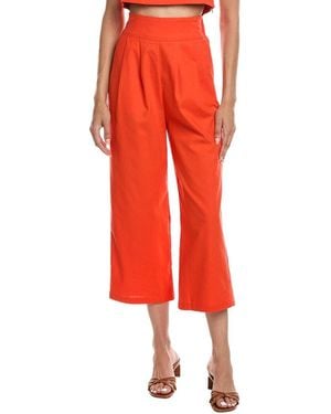 REVERIEE Linen-Blend Pant - Red