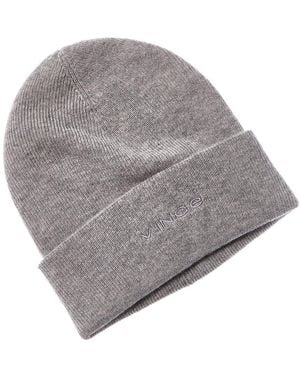 Vince Fine Rib Double Layer Cuff Knit Hat - Grey