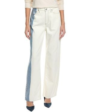 Rag & Bone Featherweight Logan Mid-Rise Bleach Stripe Wide Leg Jean - White