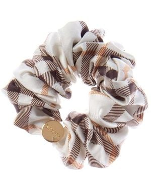 Burberry Check Silk Scrunchie - Natural